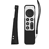 SIKAI Silicone Case Cover for Apple TV Siri Remote 2021, Shockproof Protective Skin for New Siri Remote (2nd Generation), Standing Design, Anti-Lost with AirTag Case Inside, Glow in Dark (Black)
