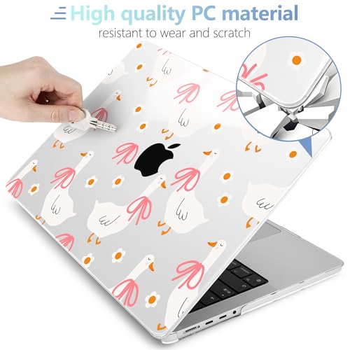 Image of MEEgoodo Case for M5 MacBook Pro 16 inch Case 2026 2024 2023 2021 with M5 M4 M3 M2 M1 Pro /Max Chip, Fit Model A3429 /A3428 /A3403 /A3186 /A2991 /A2780 /A2485, Goose Farm & Bows