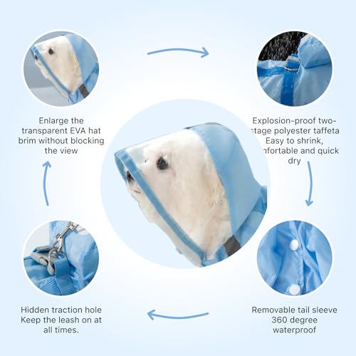 Pupmist Full Coverage Small Dog Raincoat, Waterproof with Four-Leg Protection, Ideal for Teddy Bears, Includes Waterproof Mini Backpack (Blue, Large(Suggest Weight 8.8-13.2lb)) — view 2