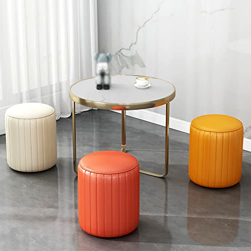 Tabouret de coiffeuse en similicuir blanc capitonné avec assise rembourrée pour dressing