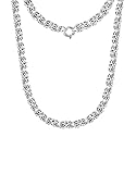 Savlano 925 Sterling Silver 9mm Italian Flat Byzantine Link Chain Necklace -20 inch Hollow Byzantine Necklace for Women - Made in Italy Comes with Gift Box