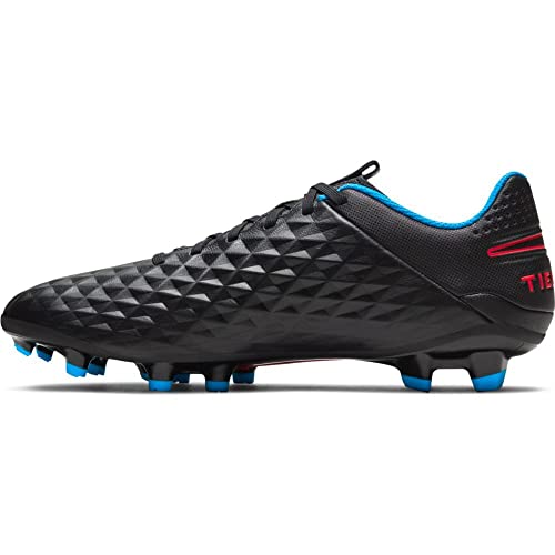 NIKE Men's Legend 8 Academy Fg/Mg Trail Running Shoe, Black Black Siren Red Lt Photo, 5.5
