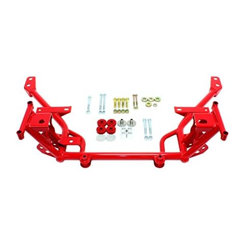 BMR Suspension K-Member, Tubular, Factory Steering Rack, Stock Motor Mounts, Steel, Red Powder Coat, Ford Mustang 2005-14, Each Cover