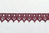 Altotux 2" Pink Black Gray Mauve Maroon Venice Guipure Lace Sewing Trim By Yard (Burgundy)