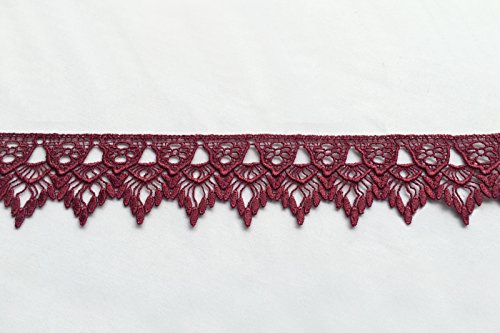 Altotux 2" Pink Black Gray Mauve Maroon Venice Guipure Lace Sewing Trim By Yard (Burgundy) #TOP19