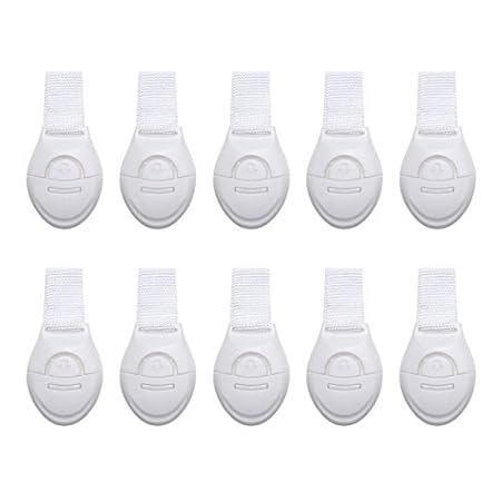 HOME CUBE 10pcs Baby Infant Safety Locks Latches Door Cupboard Cabinet Fridge Drawer Locks (White)