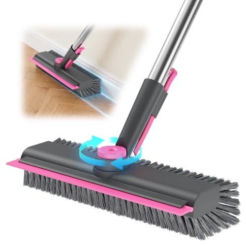 HelpX 3 in 1 Floor Scrub Brush with Long Handle, Deck Brush with Squeegee