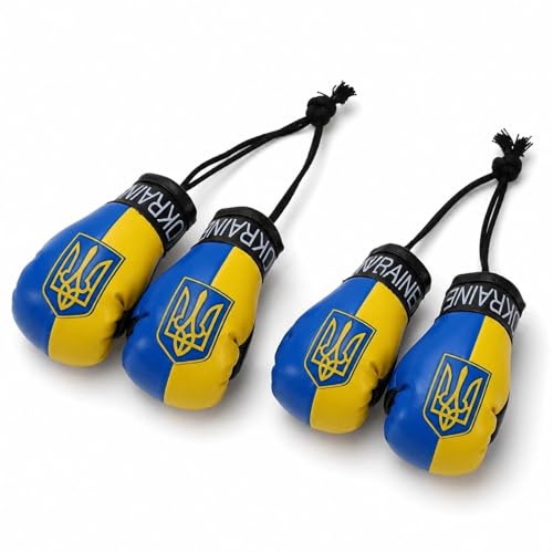 LOGOFUN 2 Pairs Mini Boxing Glove Hanging Decoration with Ukraine Flag