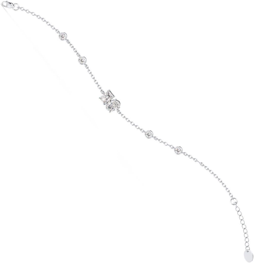 Moissanite Adjustable Bracelet for Women – Certified D Color, 1 CT to 2.8 CT, 925 Sterling Silver, 18K White Gold Plated, Luxury Jewelry Gift for Anniversary, Engagement & Birthday