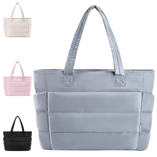 Listado de Acolchado - los más vendidos. 48 Bolso Tote para Mujer,Bolso Tote Ligero con Compartimentos,Bolso de Hombro Acolchado para Viaje,Trabajo (Gris)
