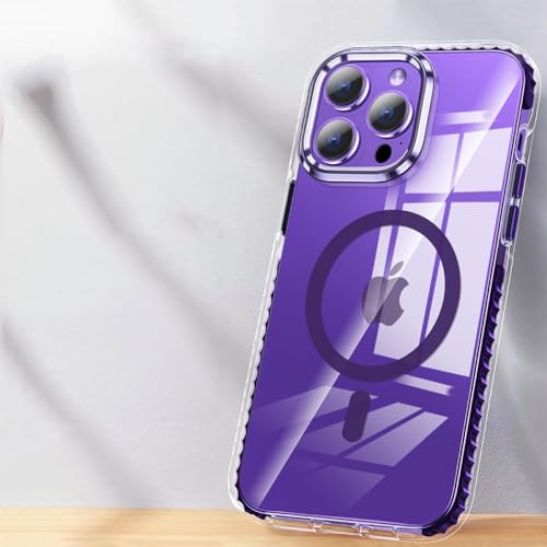 Protection anti-chute pour iPhone 15 ENILSA coque magnétique transparente HD violette