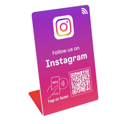 Follow us stand, QR code+NFC Tap, for Instagram, get more follower, Dynamic QR code, Compatible All Phones, link can be changed anytime (1)