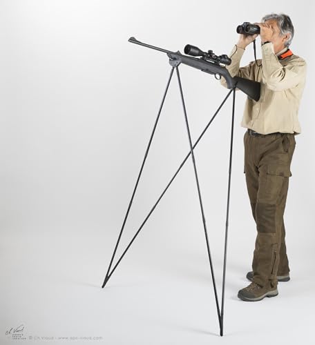 4 Stable Sticks® Essential 4 Points Bipod Shooting Sticks (Black) - Lightweight Aluminium, Extreme Stability for Hunting and Shooting, Foldable and transportable