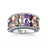 Pierre principale: zircon 925 Biland Ring Multicolor Topaz GEM STAILLE 925 BILANDE Femme Femme pour MEDIAGE Part