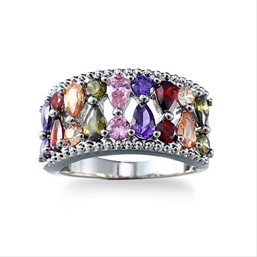 Bague en argent 925 avec topaze multicolore pour femme idéale pour mariage