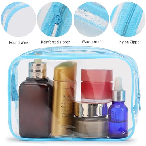 Tbestmax 10 Pcs Clear Cosmetic Bags Makeup Bags Portable Waterproof Travel Toiletry Bags Organizer Blue, 7.5"x 4.8"x 2.3" by Tbestmax - Image 3