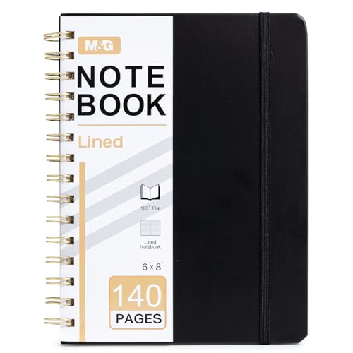 M&G Lined Spiral Journal Notebook, 146 Pages, A5 8" X 6" 146 Hardcover Writing Notebook, 80 GSM College Ruled Spiral Bound Journal for Women & Men - Perfect for Work, School, Office & Note Taking