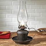 BLACK FOREST DECOR Vintage Western Electric Oil Lamp - Rustic Lodge Lantern with Black Finish