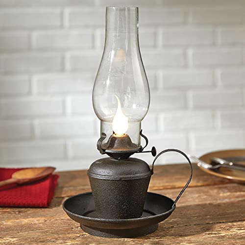 Black Forest Décor Vintage Western Electric Oil Lamp - Rustic Lodge Lantern with Black Finish