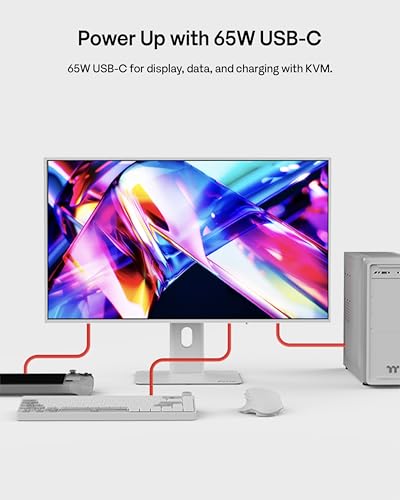 Image of 27 inch WOLED White Gaming Monitor, QHD 1440p, 240Hz, 0.03ms, DisplayHDR True Black 400, Adaptive Sync, KVM switch, Fully Adjustable Stand, HDMI 2.1, DisplayPort, USB-C, RGB light, PX277 OLED Max V2 White
