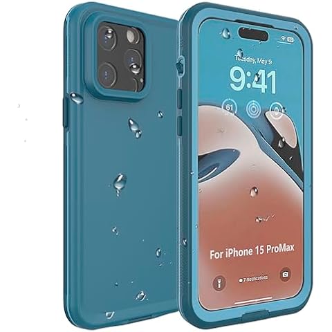 PINGTEKOR for iPhone 15 Pro Max Waterproof Case,IP68 Full Sealed Snowproof Dustproof Shockproof Heavy Duty Protection Cover with Screen Protector for iPhone 15 Pro Max 6.7" Blue Cover