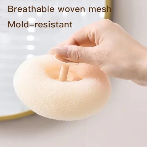 Iosjeude 2 PCS Suction Cup Bath Ball, Super Soft Sunflower Suction Cup Bath Ball Shower Sponge Exfoliating Shower Ball Bath Sponges Shower Loofah Sponges to Scrub Body and Enjoy Shower Apricot & Blue — view 5