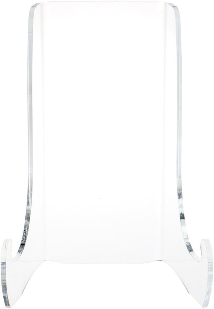 Plymor Clear Acrylic Flat Back Easel with Shallow Support Ledges, 9" H x 6.75" W x 5.25" D