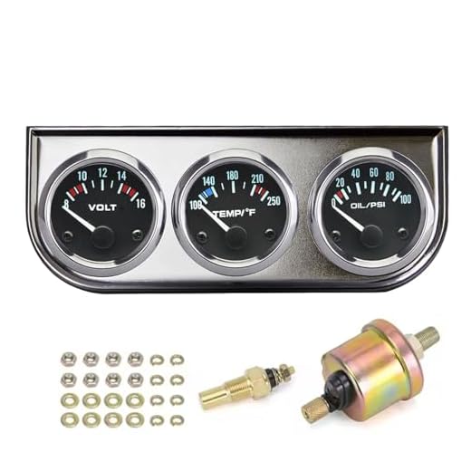 BYYOUIV 3-in-1 Triple Gauge Kit - Oil Pressure, Voltage & Water Temperature Gauges for Cars Silver