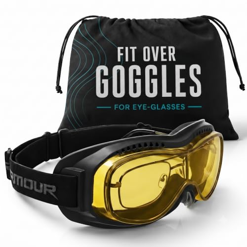 Bikershades Fit Over Goggles for Eye-Glasses Yellow Night Motorcycle Riding Cycling Skiing Sky Diving Indoor Outdoor Work