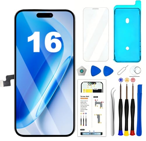 LMQ for iPhone 16 Screen Replacement 6.1'' LCD with Repair Tool Kits