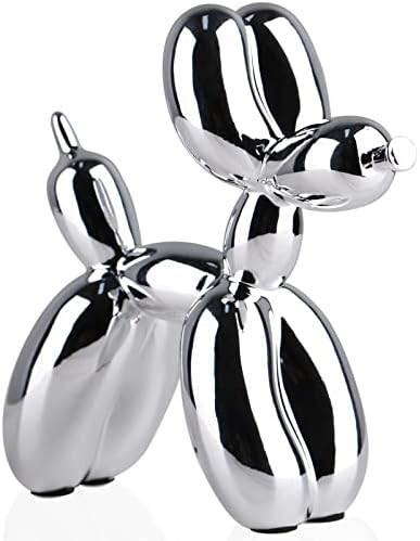 Shiny Electroplating Balloon Dog Statue Collectible Figurines Art Sculpture Animals Figurine Resin Crafts Living Room Desktop Home Decor Ornament Decorations Modern (Pink,3.9 * 3.9 * 1.6in)