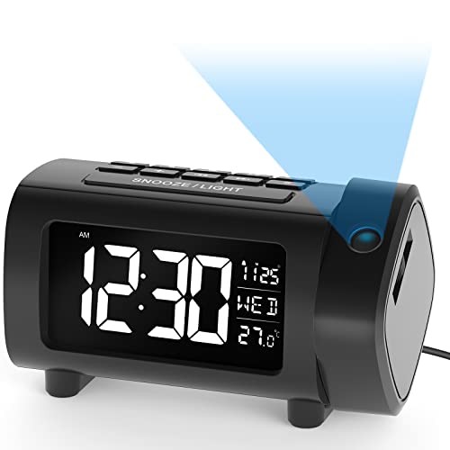 LIORQUE Radio Despertador Proyector, Pantalla VA, Adaptador Incluido