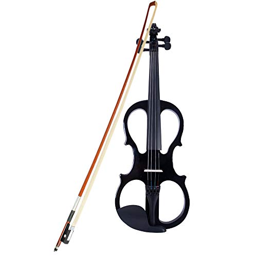 Electric Violin,4/4 Electric Silent Violin, Case, Bow, Rosin, Headphone, Connecting Line V-0 - Violin Set, Affordable Musical Instrument For Kids Beginners Students Adults (Black B) #TOP1