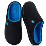 RockDove Men's Original Two-Tone Memory Foam Slipper, Size 8/9 UK Men, Black and Sapphire Blue