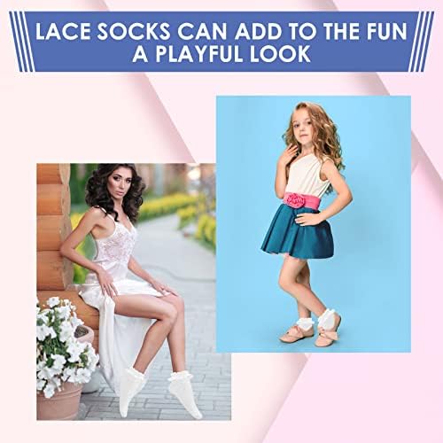 Molain 1 Pair Liners Ankle Socks Kawaii Cute Ruffle Lace Clothes Accessories Easter Frilly Baby Dress Skirt Cotton Aesthetic Goth Cuffs Clothing For Women Toddler Little Girls
