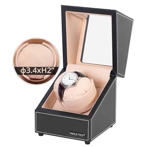 Image of TRIPLE TREE Single Watch Winder for Automatic Watches, with Super Quiet Japanese Motor, 4 Rotation Mode Setting, Flexible Plush Pillow Fit Lady and Man Watches