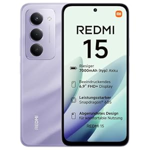 XIAOMI Redmi 15, Smartphone 8+256GB, 6,9" FHD+ 144Hz DotDisplay, Snapdragon 685, 50MP KI-Dualkamera, 7000mAh Akku, Sandy Purple