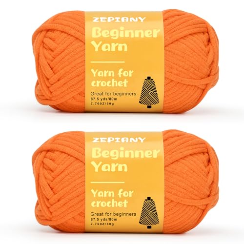 Wolle Zum Häkeln Amigurumi Häkelgarn Für Anfänger Wolle Zum Stricken,Glatte Baumwolle Zum Häkeln Für Tiere,Crochet Baumwollgarn Häkeln,2 x 50g/80m,Orange
