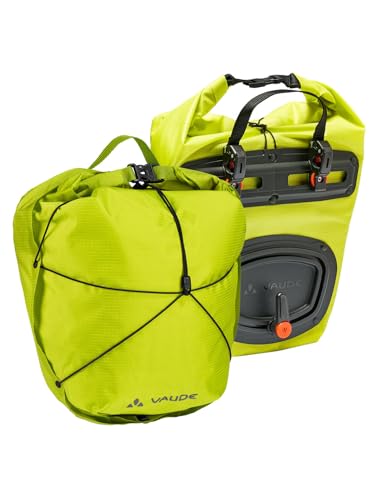 VAUDE Fahrrad Vorderradtasche Aqua Front Light, 2er Set, Ultraleicht, wasserdicht, Made in Germany, Bright Green, Einheitsgröße
