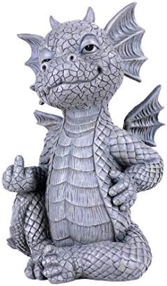 Pacific Giftware Garden Dragon Finger up Garden Display Decorative Accent Sculpture Stone Finish