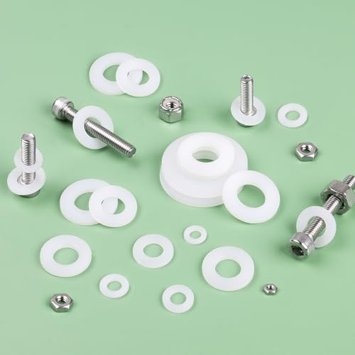 Jeboler 50 Stück Kunststoff Unterlegscheiben M8, DIN 125 Nylon Beilagscheiben Flache Kunststoffscheiben Karosseriescheiben Distanzscheiben mit Kleinem Außendurchmesser für Schrauben & Muttern