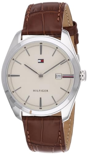 ساعة يد ثيو انالوج بحركة كوارتز للرجال من تومي هيلفيجر, بني/بيج