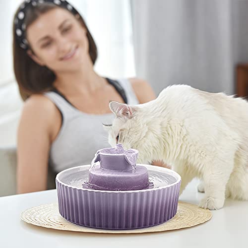 Image of Cat Water Fountain: Cepheus Pet Drinking Fountain-2.1L /71oz Cat Fountain-Automatic Water Fountain for Cats and Dogs with with Ultra-Quiet Pump(Purple)