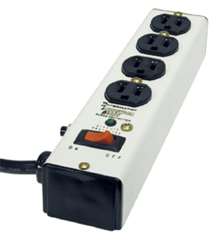 Intermatic IG112463 Metal Surge Strip with Four-Outlets and Lighted Switch with Six-Foot Cord, Ivory, Color