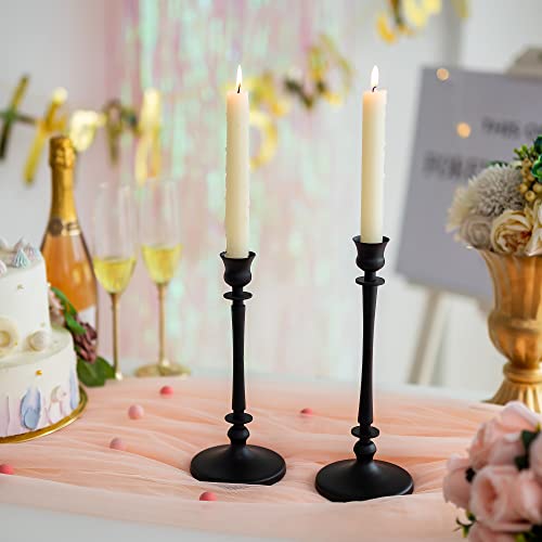 Black Candle Holders For Candlesticks - Set Of 2 Tall Taper Candle Holders, Metal Candle Sticks Long Holder, Bulk Candlestick Holders Candle Stand For Table Centerpiece, Dinning, Party, Home Decor #TOP3