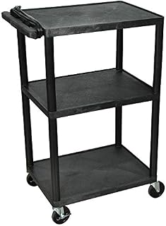 Luxor LP42E-B - 42"H A/V Multipurpose Presentation Cart with Three Shelves, Electric