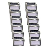 【Batería personalizada】:Solar step lights include upgraded monocrystalline silicon solar panel and a 600Mah Ni-MH replaceable battery. They can absorb more free power from any bright source and convert energy into electric energy to light your way. Soft cool white light is safer for you to walk at night.