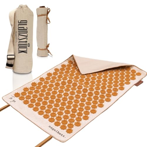 Glansigt stycke Berlin® Health Collection: XL akupressurmatta set TO GO av linne, hjälp vid spänningar, ryggsmärta, massagematta med kudde och väska, hållbar
