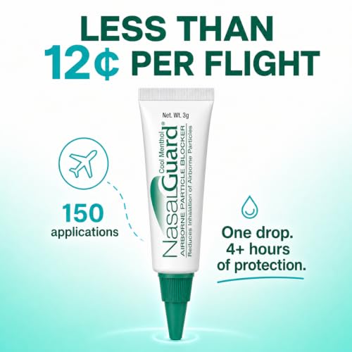 Image of for Air Travelers | Cabin Air Protection Gel | Helps Block Dust, Mold & Airborne Contaminants | Drug-Free, Applied Around Nose | TSA Friendly | 150+ Uses (Cool Menthol, 10g, Pack of 6)
