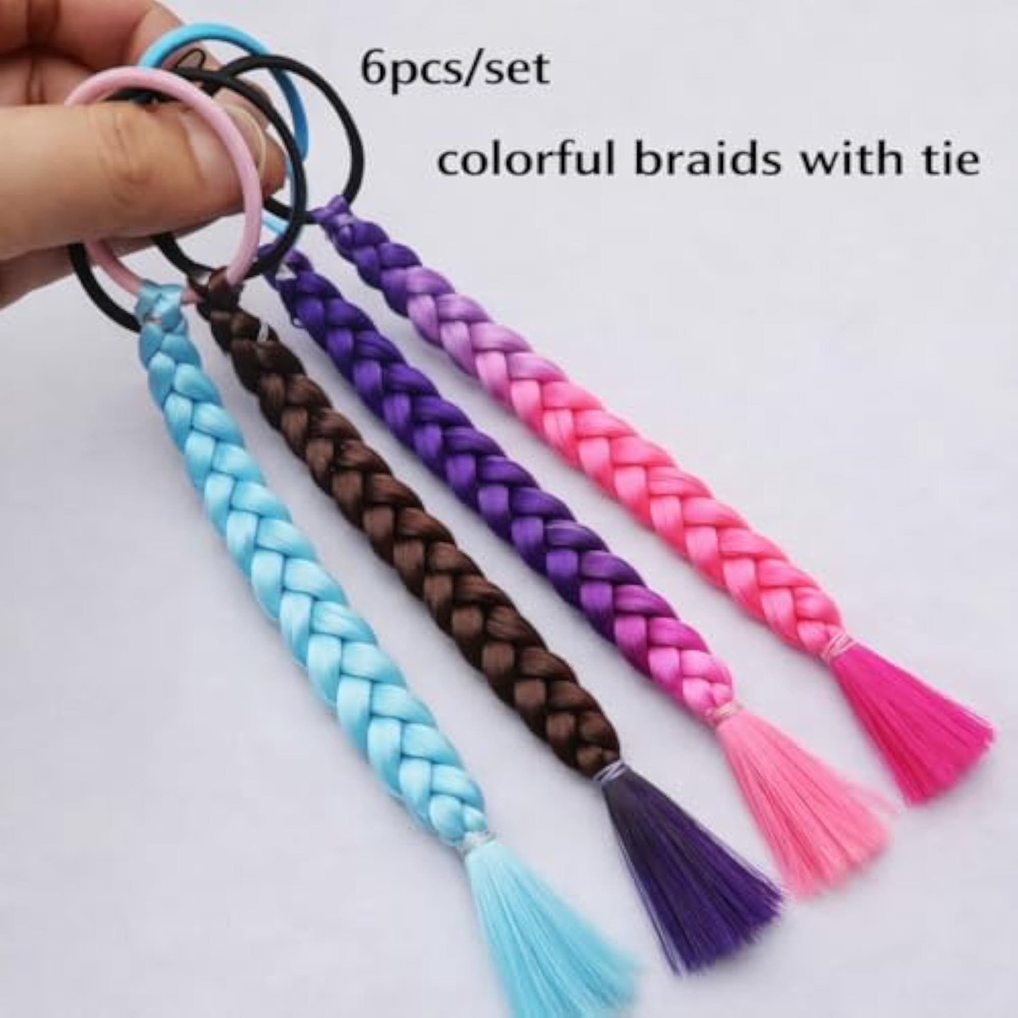 Rainbow Braids Extensions Hair Color Twist for Girls